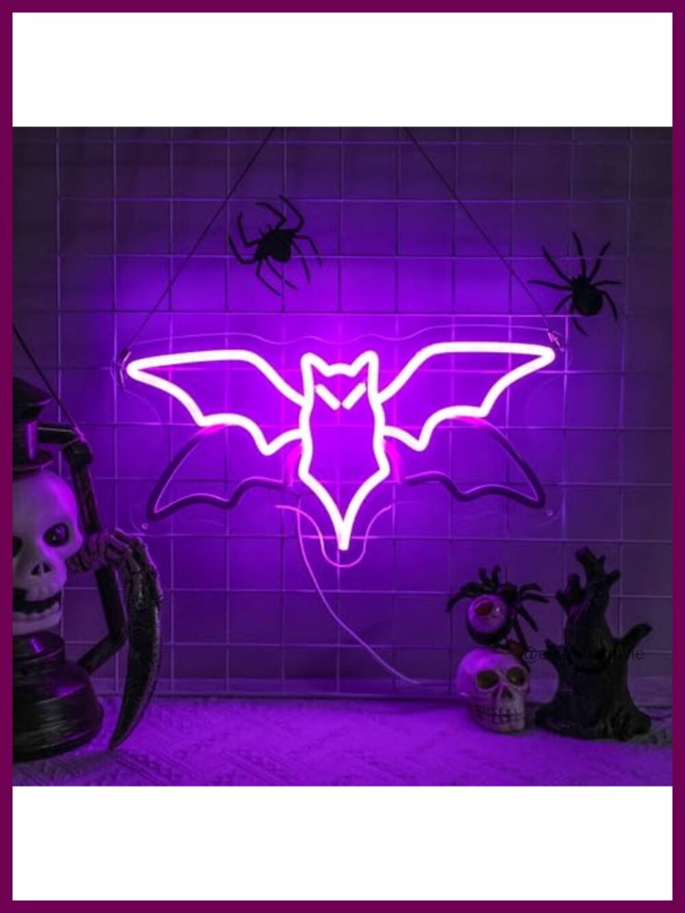 3D Bat Neon Sign 15in LED Halloween Wall Decor Light Up Gothic Party
